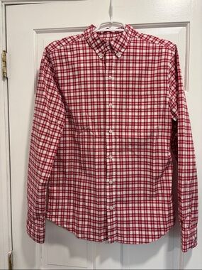 Fossil Red and White Plaid Button-Down Shirt